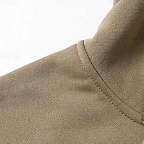 OUKU Men's Full Zip Hoodie Zip Up Hoodie Fuzzy Sherpa Fleece Jacket Fleece Hoodie Yellow Army Green Khaki Dark Gray Hooded Plain Zip Up Zipper Pocket Sports & Outdoor Daily Weekend Polyester Vintage Cool