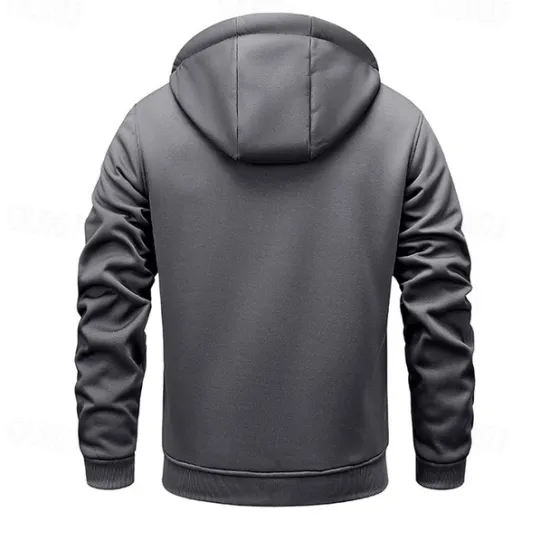 OUKU Men's Full Zip Hoodie Zip Up Hoodie Fuzzy Sherpa Fleece Jacket Fleece Hoodie Yellow Army Green Khaki Dark Gray Hooded Plain Zip Up Zipper Pocket Sports & Outdoor Daily Weekend Polyester Vintage Cool