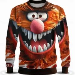 Discount OUKU Men's Funny Hoodies Sweatshirt Long Sleeve Sweatshirt Crew Neck Fashion 3D Print Fall Winter
