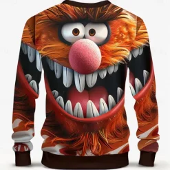 Discount OUKU Men's Funny Hoodies Sweatshirt Long Sleeve Sweatshirt Crew Neck Fashion 3D Print Fall Winter