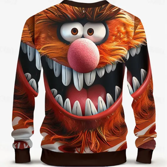 Discount OUKU Men's Funny Hoodies Sweatshirt Long Sleeve Sweatshirt Crew Neck Fashion 3D Print Fall Winter