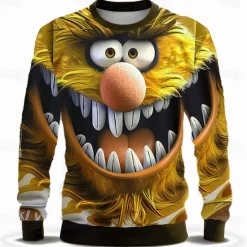 Discount OUKU Men's Funny Hoodies Sweatshirt Long Sleeve Sweatshirt Crew Neck Fashion 3D Print Fall Winter