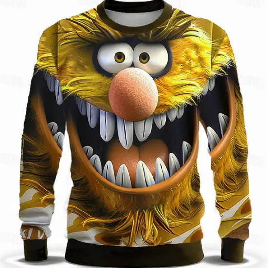 Discount OUKU Men's Funny Hoodies Sweatshirt Long Sleeve Sweatshirt Crew Neck Fashion 3D Print Fall Winter
