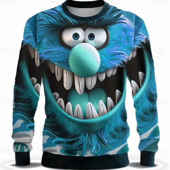 Discount OUKU Men's Funny Hoodies Sweatshirt Long Sleeve Sweatshirt Crew Neck Fashion 3D Print Fall Winter