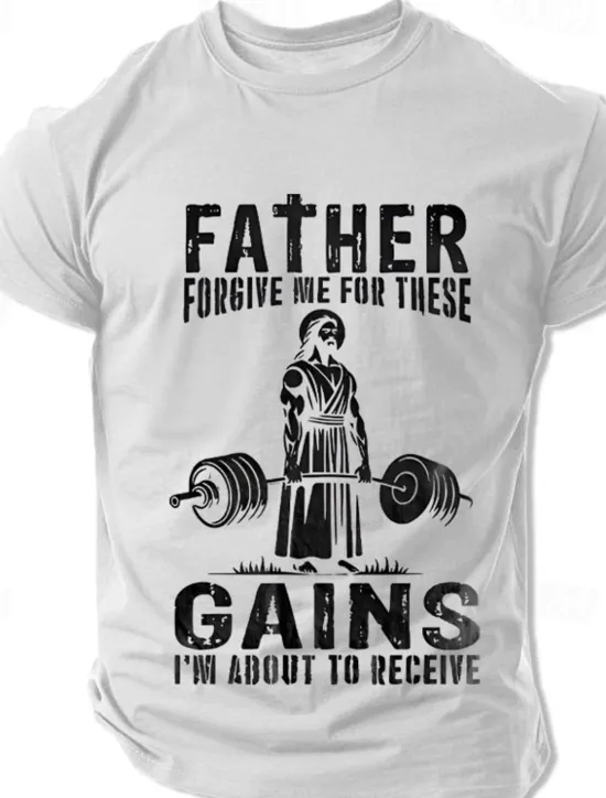 Hot OUKU Men's Funny Jesus Letter Print T Shirt Tee Top 100% Cotton Short Sleeve Graphic Shirt Black White Army Green Comfortable Tee Street Sports Outdoor Fashion Designer Clothing