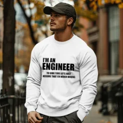 Online OUKU Men's Funny Letter Print Pullover Sweatshirt Long Sleeve Sweatshirts Crew Neck Classic Casual Daily Spring Fall Black White Dark Gray Clothing Apparel Designer Graphic Print Normal S M L XL 2XL