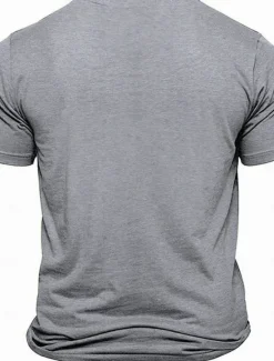 New OUKU Men's Funny Letter Print T Shirt Tee Top 100% Cotton Short Sleeve Graphic Shirt Heather Gray Black Light Blue Comfortable Tee Street Sports Outdoor Fashion Designer Clothing