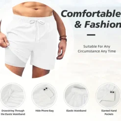 Clearance OUKU Men's Funny Oktoberfest Beer Duck Lined Shorts 2 in 1 Board Shorts Swim Shorts Mid Waist Hawaiian Holiday Beach Wear Side Pockets With Compression Liner Elastic Drawstring Waist Designer Clothing Blue