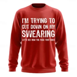 Discount OUKU Men's Funny Slang Sweatshirt Fashion Daily Long Sleeve Crew Neck Black White Crewneck 3D All Seasons Designer