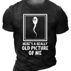 Hot OUKU Men's Funny Sperm Here's Graphic Prints T Shirt Tee Funny T Shirts Distressed T Shirt Short Sleeve T shirt 3D Print Crew Neck Shirt Vintage Sports Designer Outdoor Street Daily