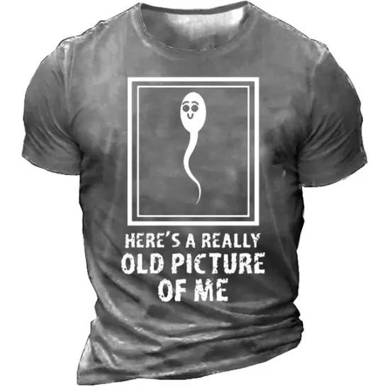 Hot OUKU Men's Funny Sperm Here's Graphic Prints T Shirt Tee Funny T Shirts Distressed T Shirt Short Sleeve T shirt 3D Print Crew Neck Shirt Vintage Sports Designer Outdoor Street Daily