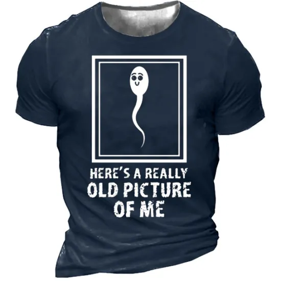 Hot OUKU Men's Funny Sperm Here's Graphic Prints T Shirt Tee Funny T Shirts Distressed T Shirt Short Sleeve T shirt 3D Print Crew Neck Shirt Vintage Sports Designer Outdoor Street Daily