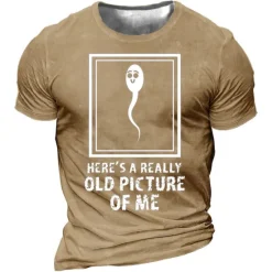 Hot OUKU Men's Funny Sperm Here's Graphic Prints T Shirt Tee Funny T Shirts Distressed T Shirt Short Sleeve T shirt 3D Print Crew Neck Shirt Vintage Sports Designer Outdoor Street Daily