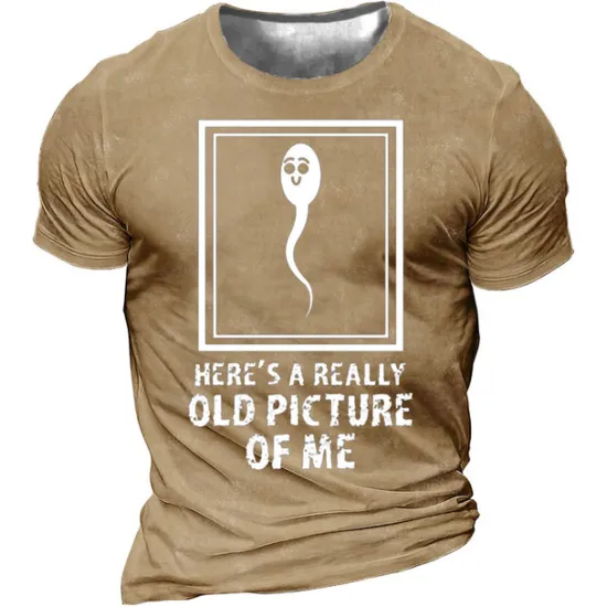 Hot OUKU Men's Funny Sperm Here's Graphic Prints T Shirt Tee Funny T Shirts Distressed T Shirt Short Sleeve T shirt 3D Print Crew Neck Shirt Vintage Sports Designer Outdoor Street Daily