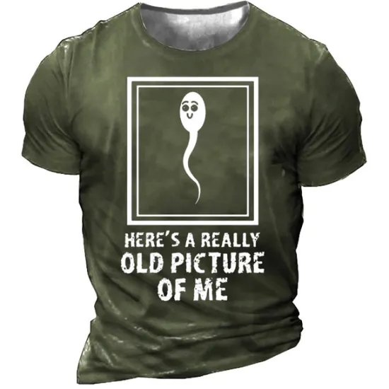 Hot OUKU Men's Funny Sperm Here's Graphic Prints T Shirt Tee Funny T Shirts Distressed T Shirt Short Sleeve T shirt 3D Print Crew Neck Shirt Vintage Sports Designer Outdoor Street Daily