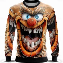 Online OUKU Men's Funny Sweatshirts Sweatshirt Long Sleeve Sweatshirt Crew Neck Fashion Cowboy 3D Print Fall Winter Red