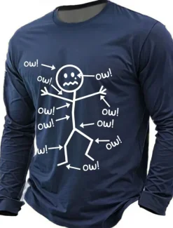 Hot OUKU Men's Funny T Shirt Long Sleeve T shirt 3D Print Crew Neck Shirt Fashion Daily Basic Street Casual Daily Black Red Blue Summer Spring All Seasons Clothing Apparel S M L XL XXL XXXL