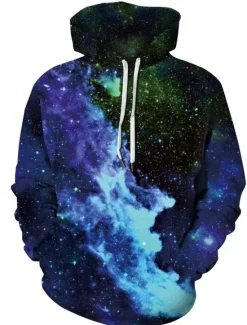 Sale OUKU Men's Galaxy Star Print Hoodie Hoodies Sweatshirt Designer Casual Long Sleeve Hooded Daily White Pink Designer