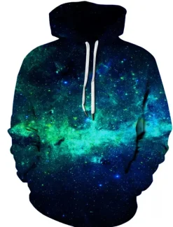 Sale OUKU Men's Galaxy Star Print Hoodie Hoodies Sweatshirt Designer Casual Long Sleeve Hooded Daily White Pink Designer