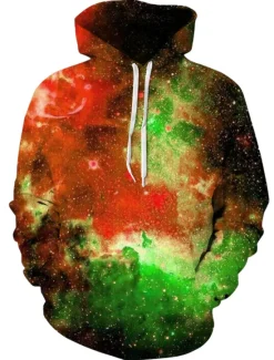 Sale OUKU Men's Galaxy Star Print Hoodie Hoodies Sweatshirt Designer Casual Long Sleeve Hooded Daily White Pink Designer