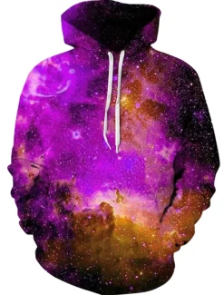 Sale OUKU Men's Galaxy Star Print Hoodie Hoodies Sweatshirt Designer Casual Long Sleeve Hooded Daily White Pink Designer