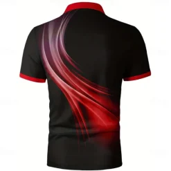 New OUKU Men's Geometic Line Polo Short Sleeve Polo Shirts Collared Shirts Business Casual Outdoor Athleisure Daily Wear 3D Print Summer Red Blue Purple