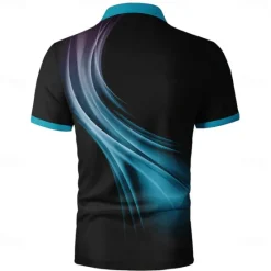 New OUKU Men's Geometic Line Polo Short Sleeve Polo Shirts Collared Shirts Business Casual Outdoor Athleisure Daily Wear 3D Print Summer Red Blue Purple