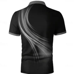 New OUKU Men's Geometic Line Polo Short Sleeve Polo Shirts Collared Shirts Business Casual Outdoor Athleisure Daily Wear 3D Print Summer Red Blue Purple
