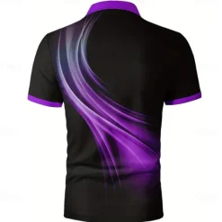 New OUKU Men's Geometic Line Polo Short Sleeve Polo Shirts Collared Shirts Business Casual Outdoor Athleisure Daily Wear 3D Print Summer Red Blue Purple