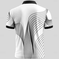 Online OUKU Men's Geometic Line Zip Polo Shirts Short Sleeve Polo Shirts Collared Shirts Business Casual Business Athleisure Wear to work Daily Wear 3D Print Summer Black White