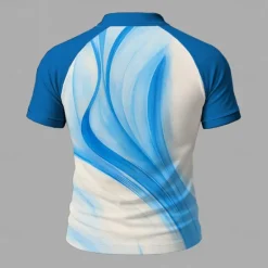 Sale OUKU Men's Geometic Line Zip Polo Short Sleeve Stand Collar Business Modern Leisure Sports & Outdoor Business Athleisure Zipper 3D Print Summer Robin's Egg Blue Purple Green