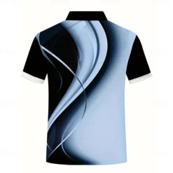 Hot OUKU Men's Geometic Line Zip Polo Short Sleeve Turndown Casual Daily Outdoor Dailywear Athleisure Zipper Summer White Blue Green
