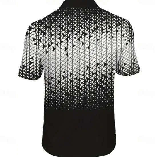 Discount OUKU Men's Geometic Polo Short Sleeve Polo Shirts Collared Shirts Business Casual Athleisure Buttons Summer Black Blue Brown