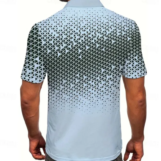Discount OUKU Men's Geometic Polo Short Sleeve Polo Shirts Collared Shirts Business Casual Athleisure Buttons Summer Black Blue Brown
