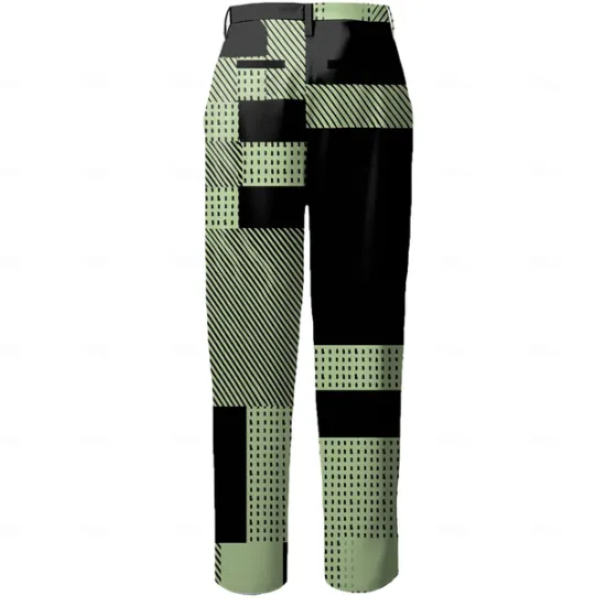 Outlet OUKU Men's Geometric Color Block Patchwork Dress Pants Mid Waist Business Casual Formal Dailywear Zipper Pocket Summer Spring Fall 3D Print Black Pink Blue