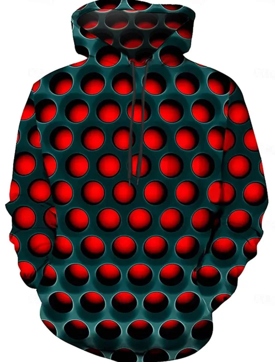 Clearance OUKU Men's Geometric 3D Hoodie Hoodies Sweatshirt Designer Basic Long Sleeve Hooded Red Blue Fall Designer