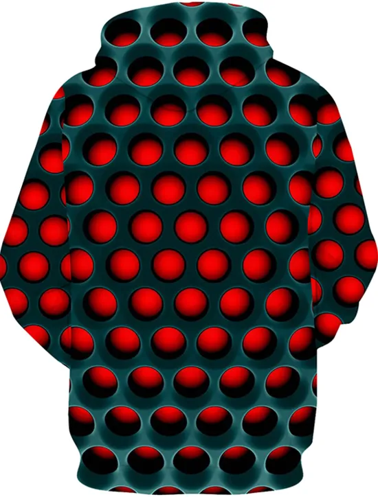 Clearance OUKU Men's Geometric 3D Hoodie Hoodies Sweatshirt Designer Basic Long Sleeve Hooded Red Blue Fall Designer