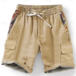 Hot OUKU Men's Geometric 3D Print Shorts Summer Shorts Casual Shorts Mid Waist Ethnic Style Retro Vintage Casual Daily Holiday Pocket Drawstring Elastic Waist Designer Clothing Apparel