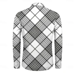 Online OUKU Men's Geometric Geometric Pattern Dress Shirt Button Up Shirt Long Sleeve Business Casual Business Daily Fall Spring & Summer Shirt Collar Button Up 3D Print White+Black
