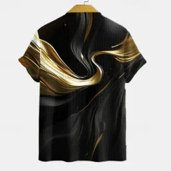 Online OUKU Men's Geometric Golf Shirt Short Sleeve Polo Shirts Collared Shirts Business Casual Vacation Wear Formal Wear Festival Wear Buttons 3D Print Summer Spring Yellow Green Gray