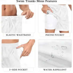 Outlet OUKU Men's Geometric Gradient Line Lined Shorts 2 in 1 Board Shorts Swim Shorts Mid Waist Casual Holiday Side Pockets With Compression Liner Elastic Drawstring Waist Designer Clothing Apparel