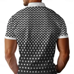 Hot OUKU Men's Geometric Gradient Waffle Polo Shirts Polo Shirts Short Sleeve Polo Shirts Turndown Business Casual Outdoor Vacation Streetwear 3D Print Summer Black