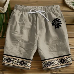 Clearance OUKU Men's Geometric Graphic Prints Shorts Summer Shorts Beach Shorts Mid Waist Designer Ethnic Style Casual Daily Holiday Elastic Waist 3D Print Drawstring Designer Clothing Apparel