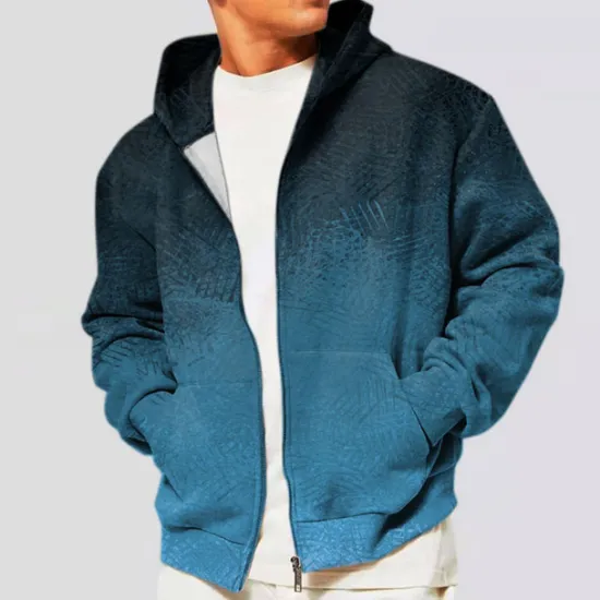 Sale OUKU Men's Geometric Graphic Prints Hoodie Hoodies Sweatshirt Streetwear Designer Long Sleeve Hooded Sports & Outdoor Daily Sports Blue Brown Zipper Print Spring & Fall Designer