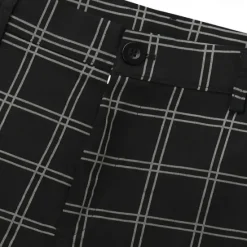 Best OUKU Men's Geometric Grid / Plaid Dress Pants Trousers Suit Pants Mid Waist Business Casual Formal Dailywear Slim Fit Pants with Pockets Spring Fall 3D Print Black White