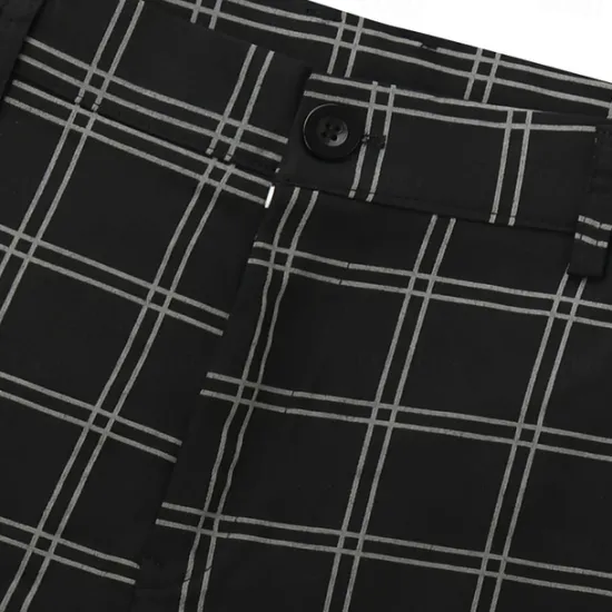 Best OUKU Men's Geometric Grid / Plaid Dress Pants Trousers Suit Pants Mid Waist Business Casual Formal Dailywear Slim Fit Pants with Pockets Spring Fall 3D Print Black White