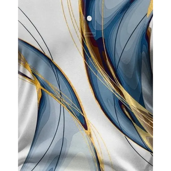 OUKU Men's Geometric Hawaiian Polo Shirts Golf Shirt Short Sleeve Polo Shirts Collared Shirts Casual Beach Wear Vacation Wear Party Outfits Buttons 3D Print Blue Dark Blue Gray+Blue