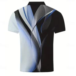Outlet OUKU Men's Geometric Line Polo Short Sleeve Polo Shirts Collared Shirts Business Casual School Outdoor Daily Wear 3D Print Summer White Blue Purple