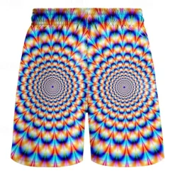 Hot OUKU Men's Geometric Optical Illusion Swim Trunks Swim Shorts Board Shorts Mid Waist Fashion Streetwear Designer Casual Daily Holiday Pocket Drawstring Elastic Waist Designer Clothing Apparel
