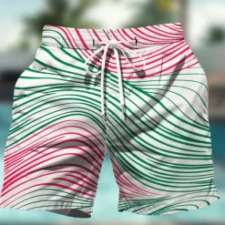 Sale OUKU Men's Geometric Pattern Colorful Line Swim Shorts Board Shorts Swimming Trunks Mid Waist Hawaiian Casual Holiday Beach Drawstring with Mesh lining Elastic Waist Designer Clothing Apparel